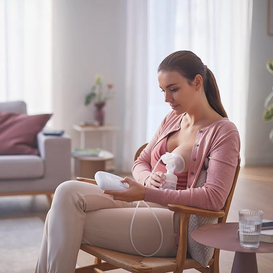 Philips Avent Elektrisk brystpumpe SCF395/11 – enkeltpumpe, personlig tilpasning, fleksibel silikone pude, Natural-flaske, Natural Motion-teknologi, stille motor, lyserød