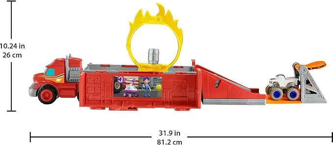 Fisher-Price Blaze og Monstermaskinerne Legetøjsbil Bane med Affyring & Stunt-Transporter Forvandlingslegesæt til Børn fra 3 År