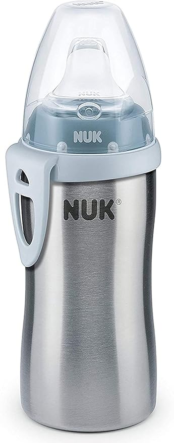 NUK Active Cup Drikkeflaske til småbørn, fra 12+ måneder, rustfrit stål, lækagesikker, anti-kolik, BPA-fri, 215 ml, blå