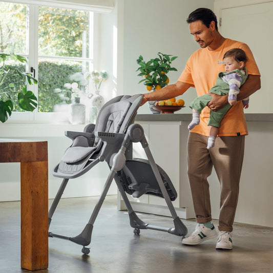 Регульований дитячий стільчик Bebeconfort OLEA | 0-3 роки | 9 рівнів висоти, 3 спинки, складається та легко чиститься – кольоровий графіт