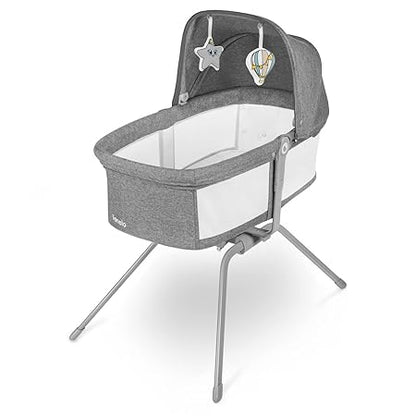 Lionelo Malin Evo Baby Vugge, rejseeng til babyer med madras, børne rejseeng, rejseeng, fra 0 til 9 kg, baldakin, myggenet, foldbar, gyngesystem, justerbar hældning, hurtig