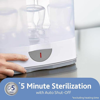 Chicco 2-i-1 Sterilisator, Justerbar Naturlig Dampsterilisator til Flasker, med 2 Konfigurationer, Hurtig og Nem at Bruge, Op til 6 x 330 ml Flasker, Hvid