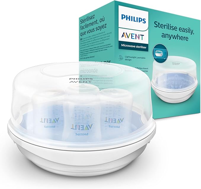 Philips Avent mikrobølgeovn dampsterilisator til babyflasker, sutter, kopper og mere (model SCF281/02)