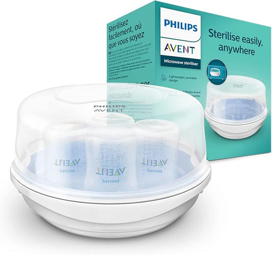 Philips Avent mikrobølgeovn dampsterilisator til babyflasker, sutter, kopper og mere (model SCF281/02)