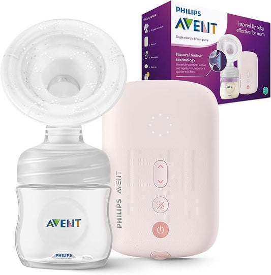 Philips Avent Elektrisk brystpumpe SCF395/11 – enkeltpumpe, personlig tilpasning, fleksibel silikone pude, Natural-flaske, Natural Motion-teknologi, stille motor, lyserød