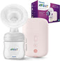 Philips Avent Elektrisk brystpumpe SCF395/11 – enkeltpumpe, personlig tilpasning, fleksibel silikone pude, Natural-flaske, Natural Motion-teknologi, stille motor, lyserød