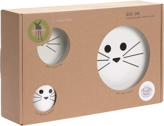 LÄSSIG Casual Dinner Service Porcelænsæt – Tallerken, Skål, Kop/Ret – Porcelæn Little Chums Kat