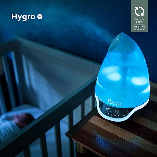 Babymoov Hygro Plus Luftfugter til Baby – Ultralyds Kølemist med Natlys og Automatisk Fugtighedskontrol