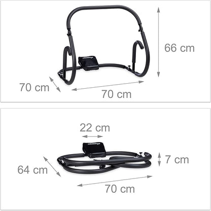 Relaxdays Bauchtrainer AB Roller, Bauchmuskeltrainer, faltbar, HxBxT: 66 x 70 x 70 cm, Sixpack Fitness Trainer