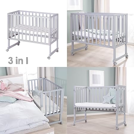 Bedside crib 3 in 1 incl. barrier + mattress - Babysenge og tilbehør