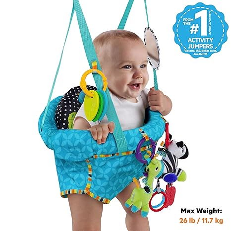 Bright Starts Bounce 'n Spring Deluxe Dørgynge til Baby med Justerbar Rem, fra 6 Måneder og Opefter, Maks. Vægt 11,8 kg