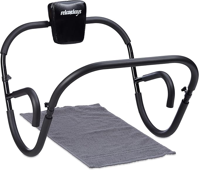 Relaxdays Bauchtrainer AB Roller, Bauchmuskeltrainer, faltbar, HxBxT: 66 x 70 x 70 cm, Sixpack Fitness Trainer