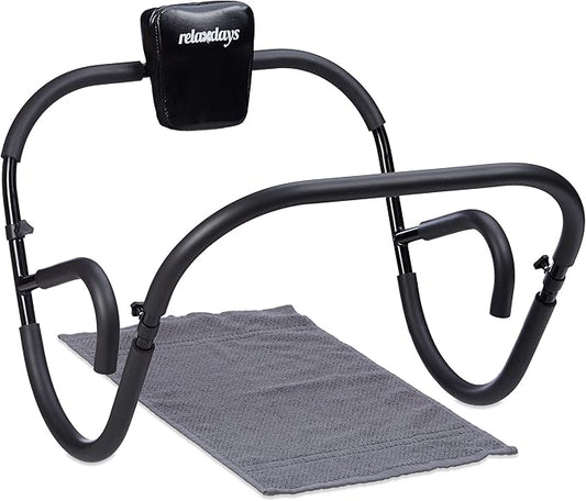 Relaxdays Bauchtrainer AB Roller, Bauchmuskeltrainer, faltbar, HxBxT: 66 x 70 x 70 cm, Sixpack Fitness Trainer