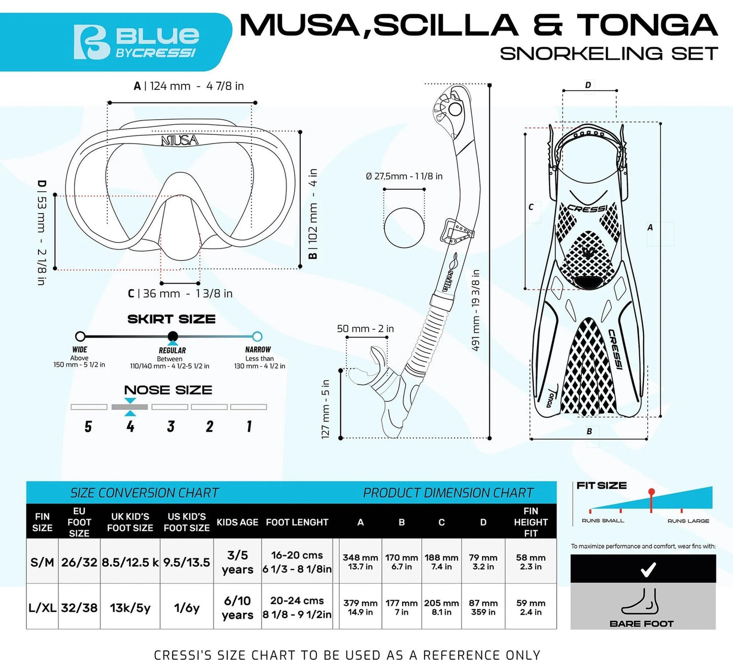 Musa Explorer Snorkelsæt, Sort, S/M